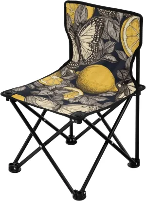 Lemons and Butterflies Packable Camping Chairs Ultralight Backpack Beach Chairs for Adults with Carrying Bag Travel Chair for Camping Fishing