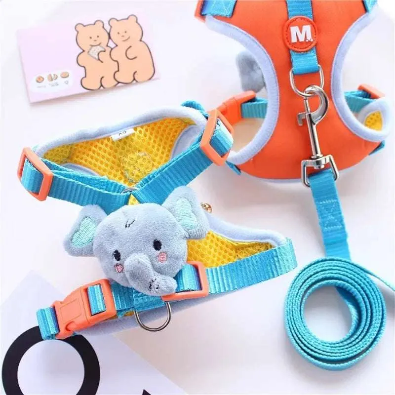 Lightweight Pet Harness for Small Dogs - Cute Elephant Cartoon Design
