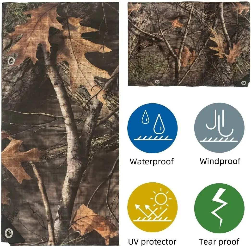 LOOGU Heavy Duty Waterproof Tarp, Bionic Tree Camo Multi Purpose Poly Cover