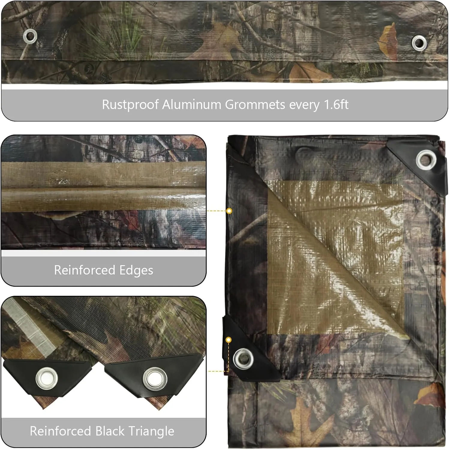 LOOGU Heavy Duty Waterproof Tarp, Bionic Tree Camo Multi Purpose Poly Cover