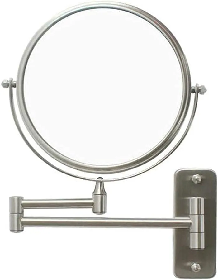 Makeup Mirror Vanity Mirror Vanity Mirrors,304 Stainless Steel Bathroom Double-Sided Makeup Mirror Wall-Mounted Folding Telescopic Rotating Magnification 3X Cosmetic Mirror ()