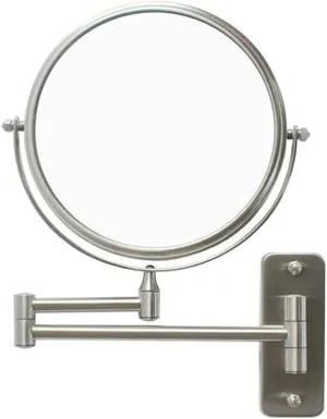 Makeup Mirror Vanity Mirror Vanity Mirrors,304 Stainless Steel Bathroom Double-Sided Makeup Mirror Wall-Mounted Folding Telescopic Rotating Magnification 3X Cosmetic Mirror ()