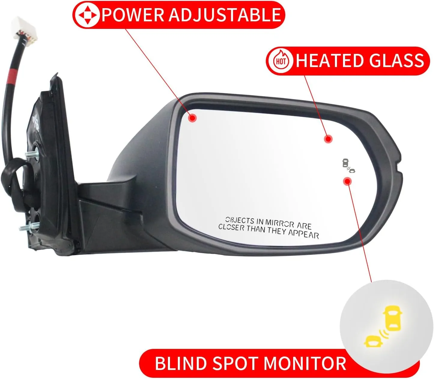 Marretoo for Honda CRV 2017-2022 Side Mirror Assembly Passenger Side for HONDA CRV Accessories 9pins | POWER SIGNAL HEAT BSM Replaces HO1321318(RH)
