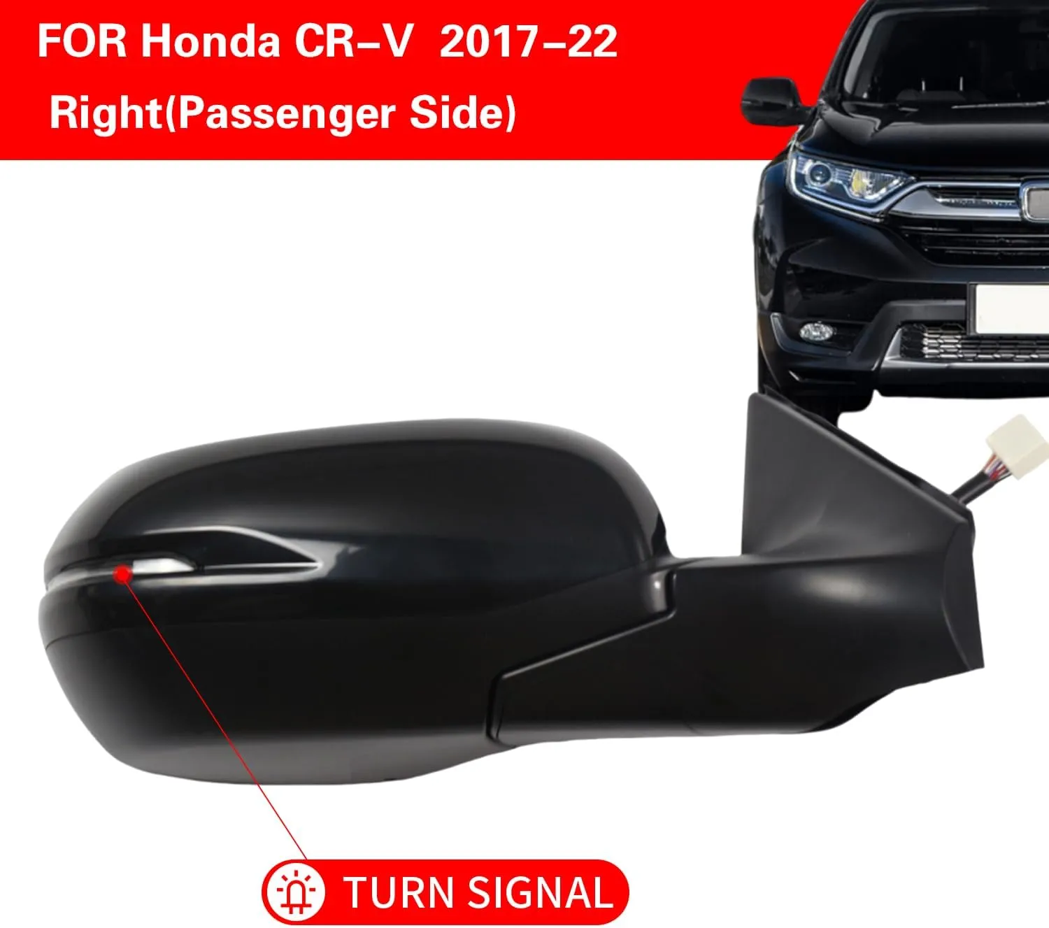 Marretoo for Honda CRV 2017-2022 Side Mirror Assembly Passenger Side for HONDA CRV Accessories 9pins | POWER SIGNAL HEAT BSM Replaces HO1321318(RH)