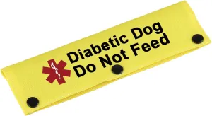 Medical Alert Dog Leash Sleeve Diabetic Dog Do Not Feed Dog Leash Wrap Sleeve Alert Tag Pet Birthday Gift (Diabetic Not Feed-YE Sleeve)