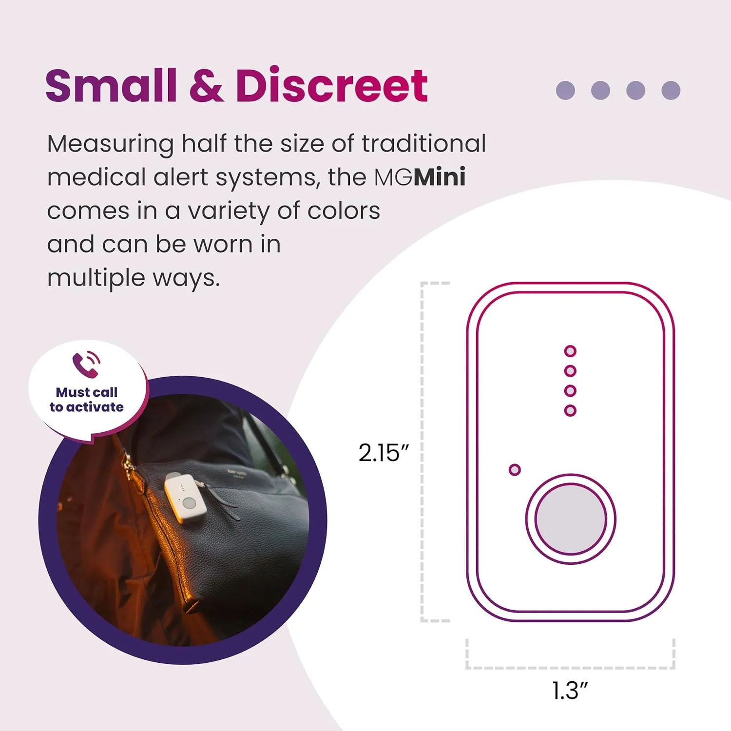 Medical Guardian MGMini | Medical Alert Device for Seniors | Water-Resistant, Emergency Call Button, 24/7 Monitoring, Step Counter, GPS Tracking | Monthly Subscription Required | White