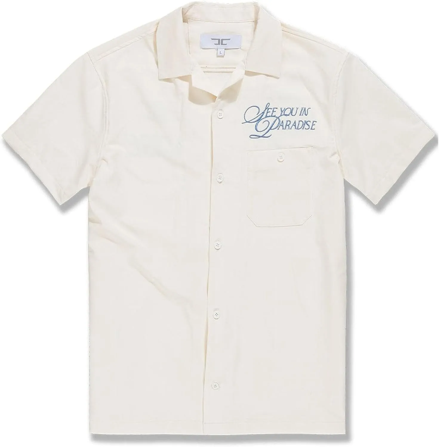 Men Oakland Mechanic Embroidered Camp Shirt (Cream)