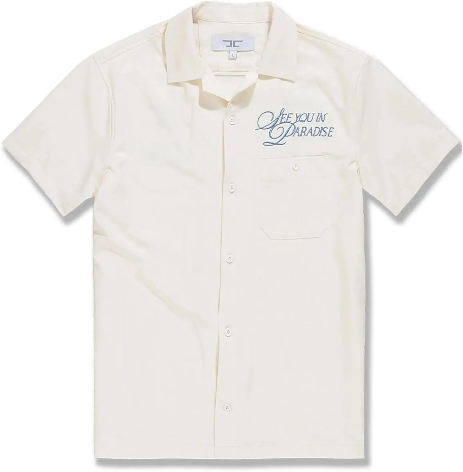 Men Oakland Mechanic Embroidered Camp Shirt (Cream)