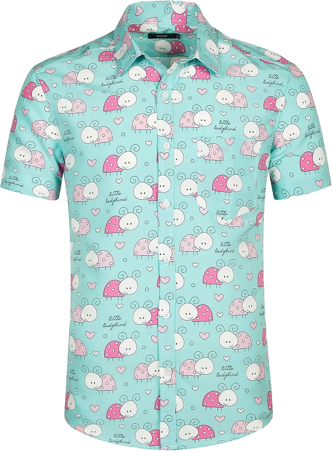 Mens Aloha Hawaiian Shirt Flamingos Penguin Printed Tropical Novelty Casual Short Sleeve Beach Wear