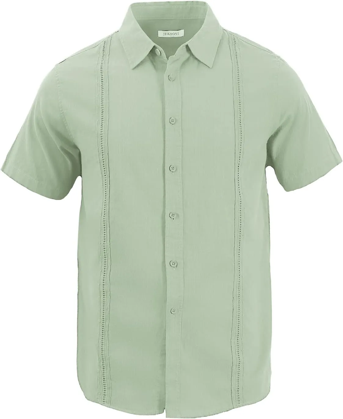 Mens Casual Linen Cotton Button Down Short Sleeve Shirts Cuban Camp Guayabera Beach Tops