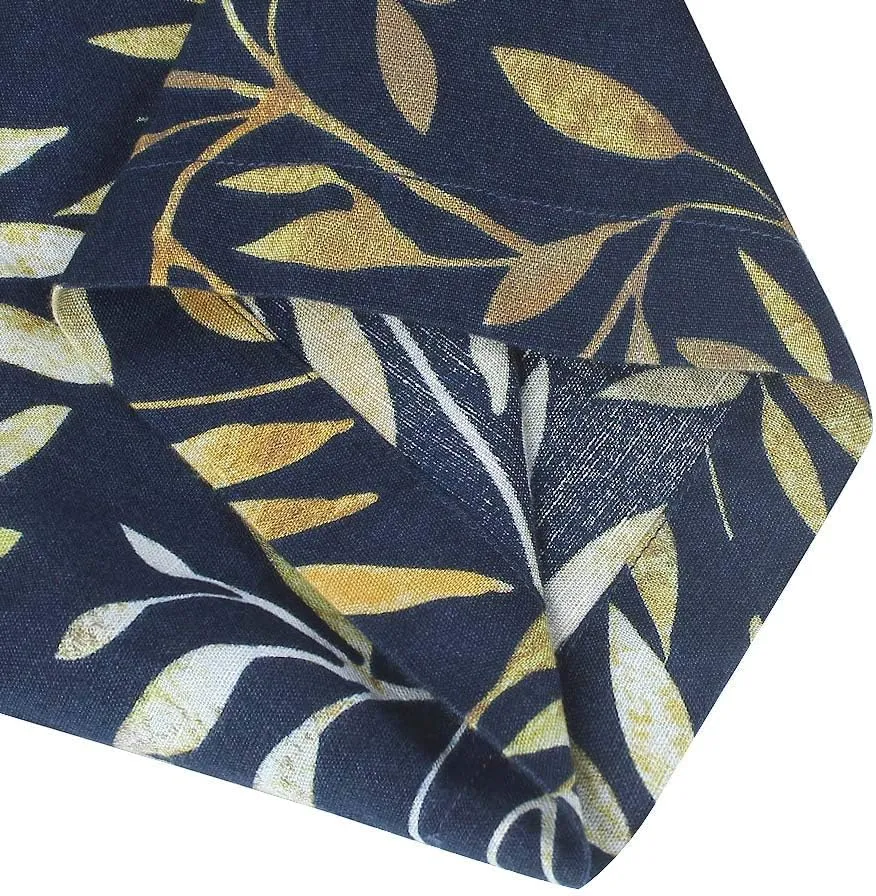 Men's Hawaiian Floral Shirts Silk and Linen Button Down Casual Tropical Holiday Beach Shirts