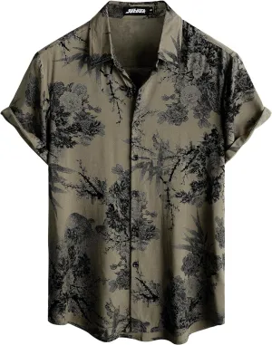 Mens Hawaiian Shirt Short Sleeve Button Down Tropical Shirts Casual Floral Summer Beach Shirt