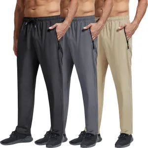 Men's Lightweight Hiking Pants Quick-Dry Stretch Outdoor Joggers with Zipper Pockets Casual Travel Athletic Sweatpant
