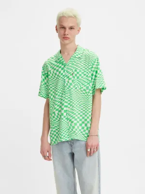 Mens Sunset Camp Shirt Trippy Check