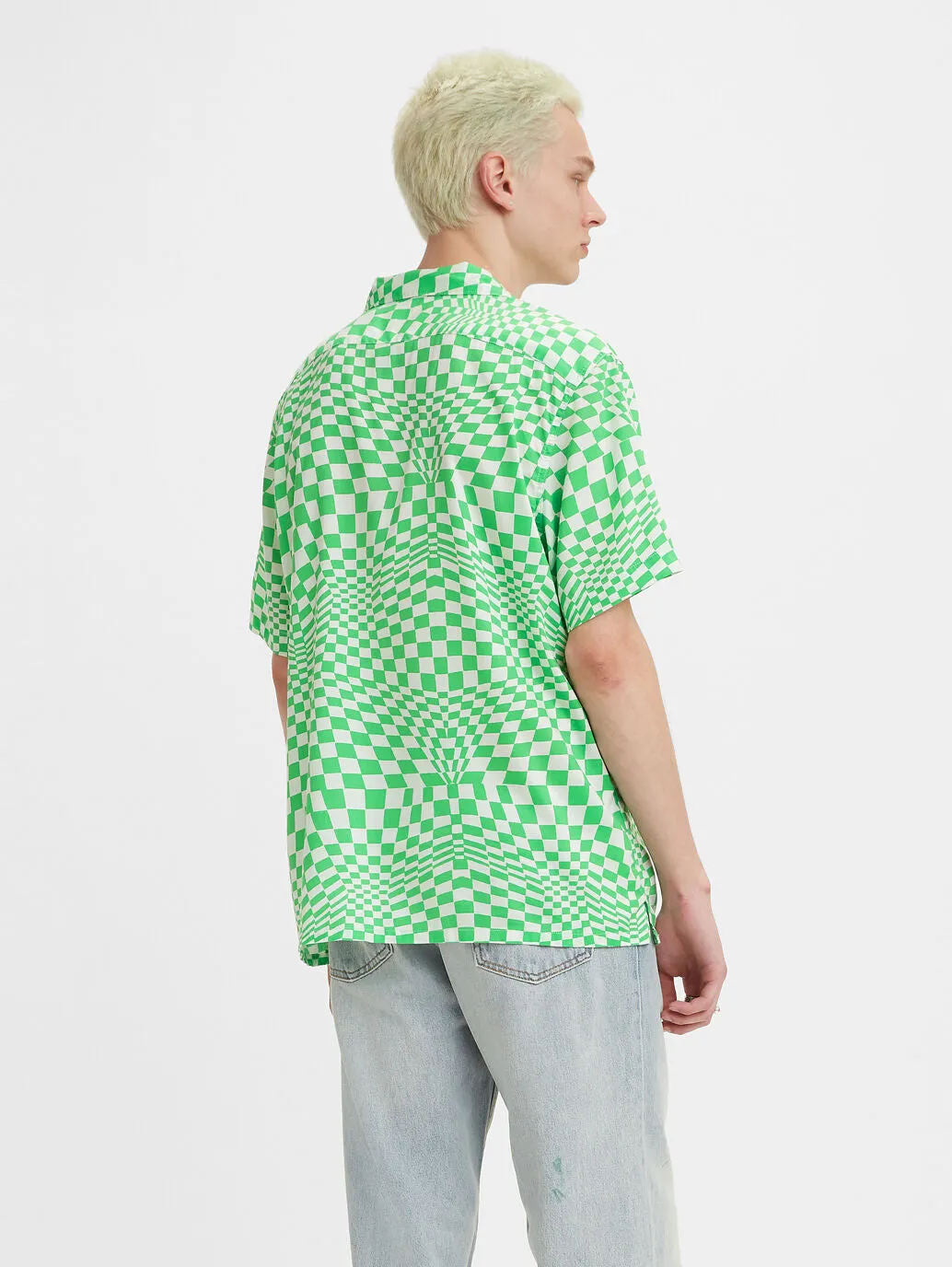 Mens Sunset Camp Shirt Trippy Check