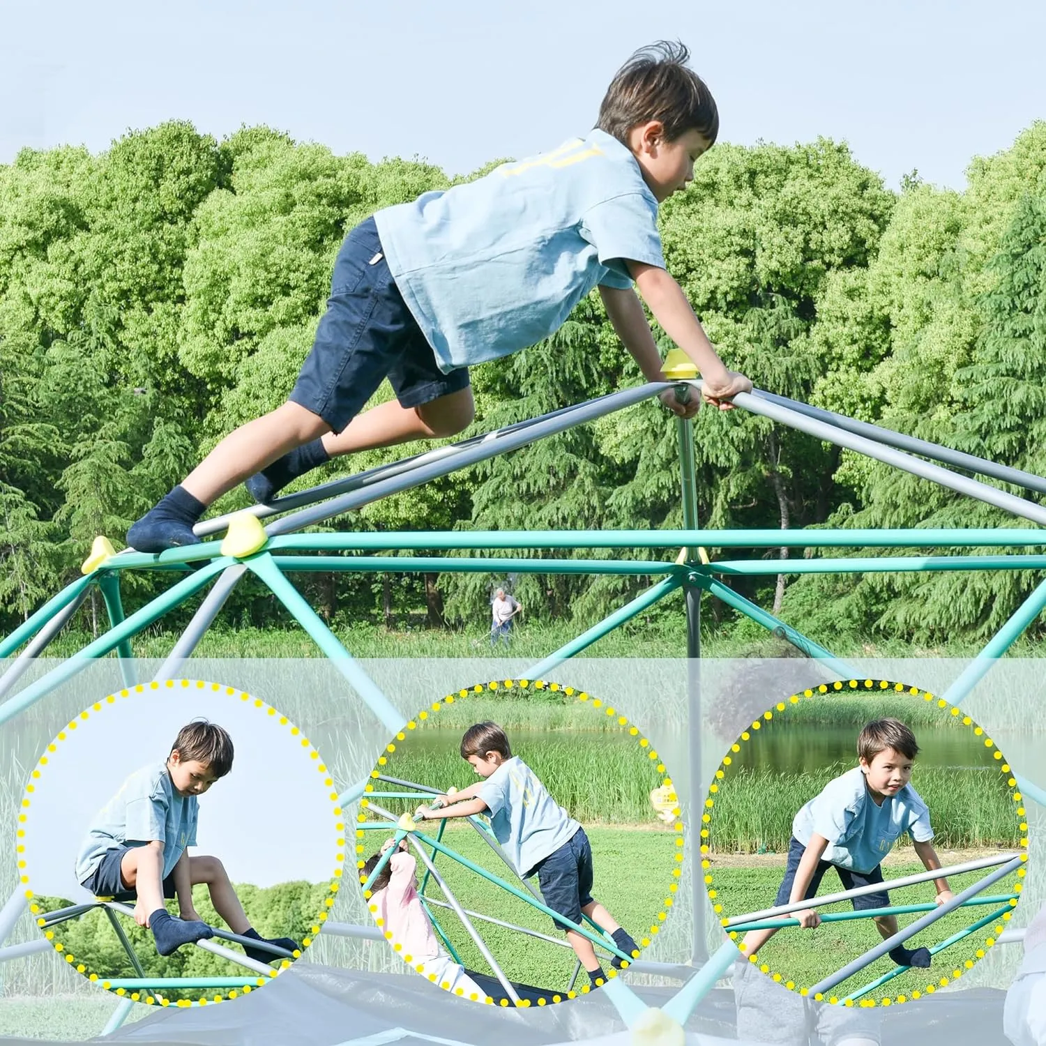 Merax 12FT Climbing Dome, Outdoor Dome Climber for Kids 3-10 Supporting 1000 lbs, Easy Assembly Playground Jungle Gym Backyard Play Equipment