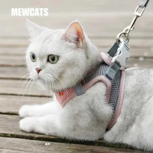 Mesh Cat Harness and Leash Set 5 Color Cat Lead Vest