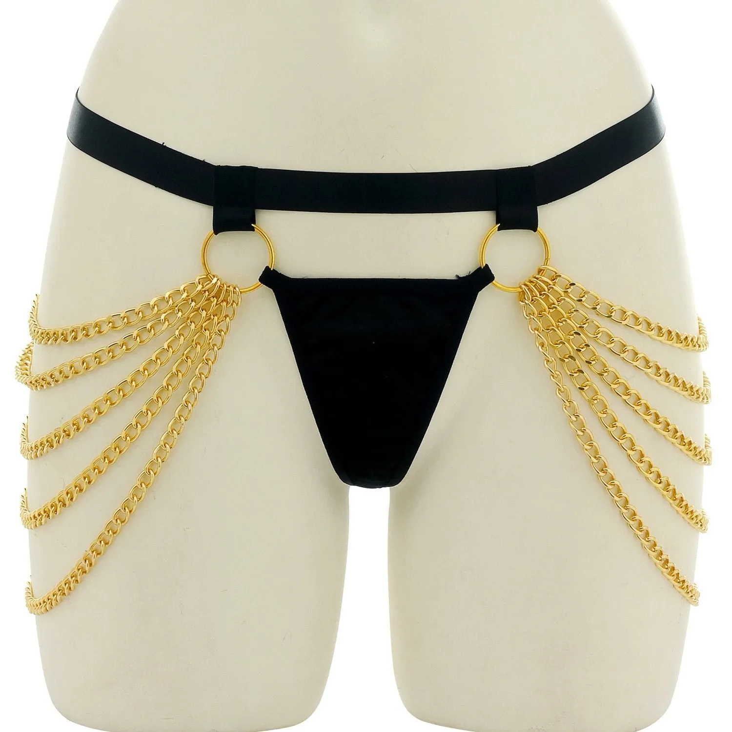 Metal chain o ring adjustable harness pant