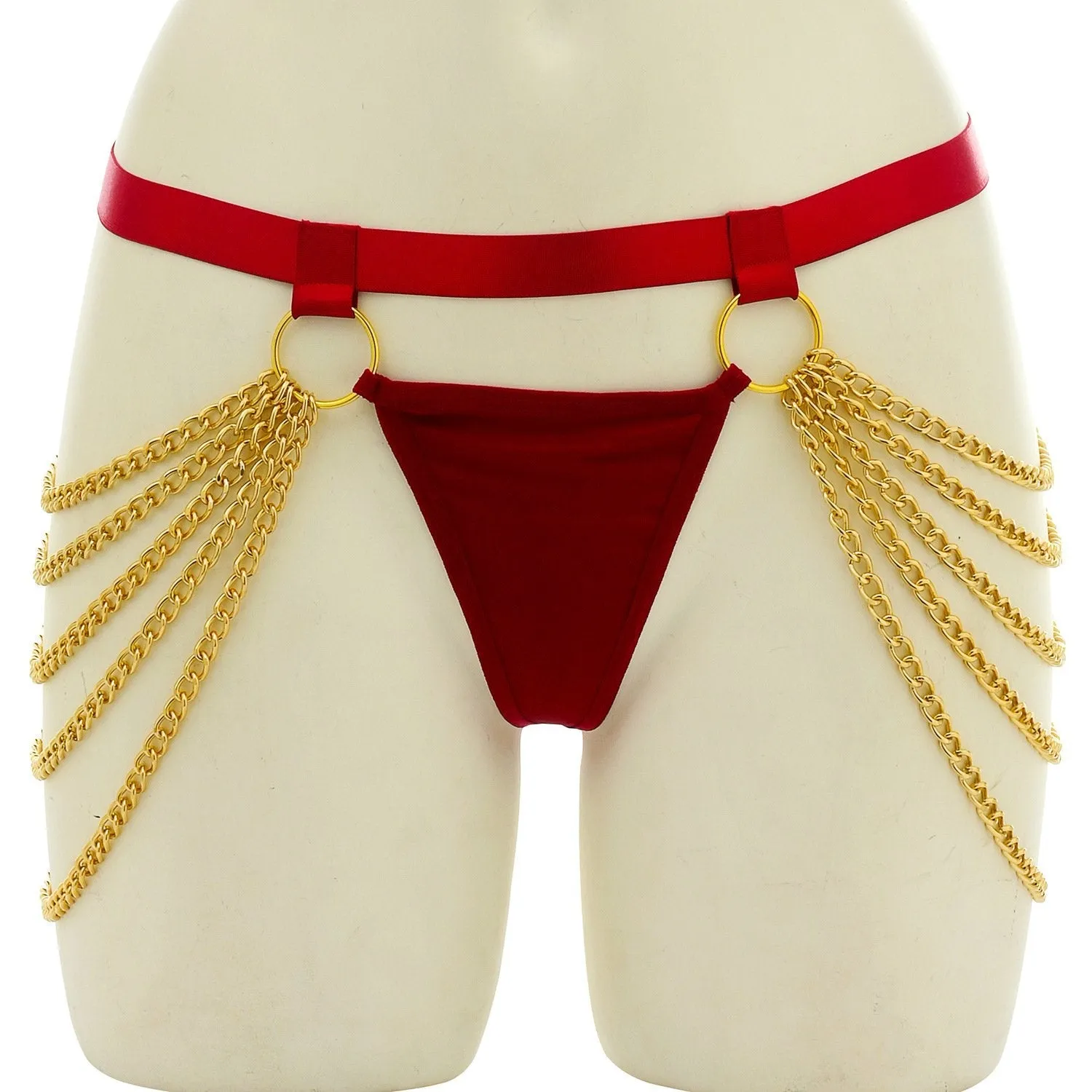 Metal chain o ring adjustable harness pant