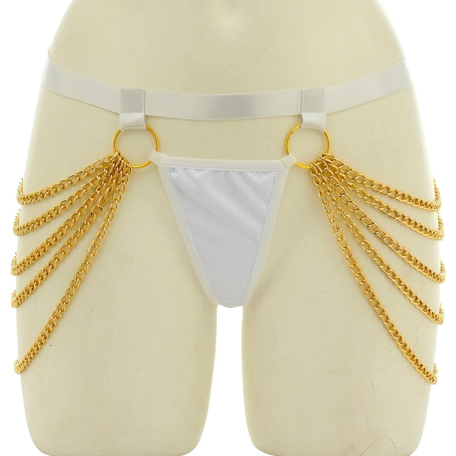 Metal chain o ring adjustable harness pant