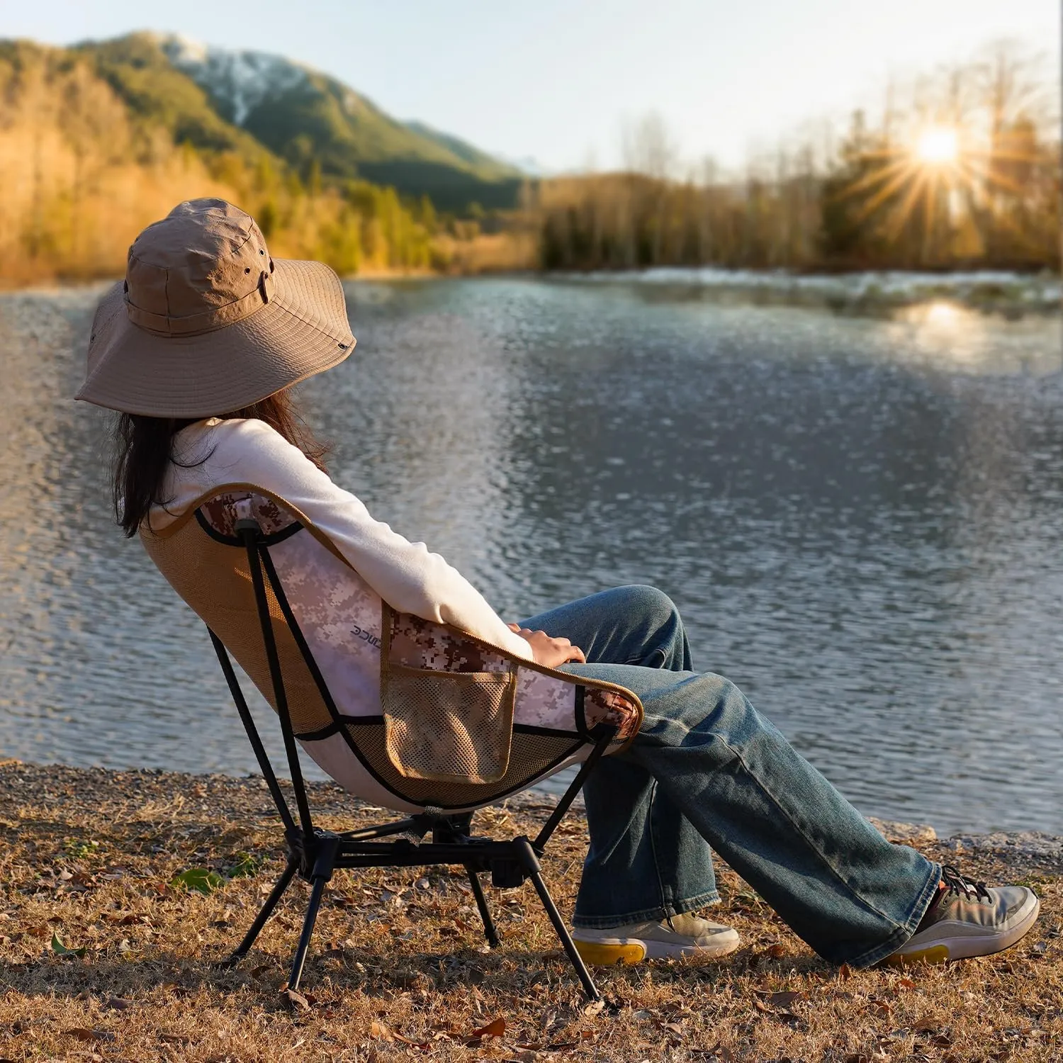 MOON LENCE Portable Camping Chair Backpacking Chair - The 4th Generation Ultralight Folding Chair - Compact, Lightweight Foldable Chairs for Hiking Mountaineering, Beach