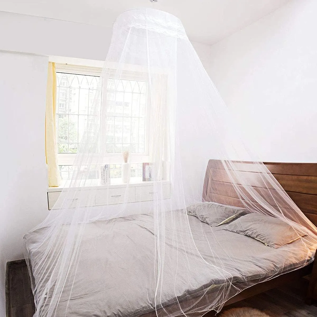 Mosquito Net, Bed Canopy for Double and Single Bed, Cots, Princess Dome Mosquito Mesh Curtain Bed Tent with Adhesive Hook Travel Bag 60x260x1100 cm,Purple