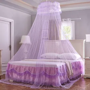 Mosquito Net, Bed Canopy for Double and Single Bed, Cots, Princess Dome Mosquito Mesh Curtain Bed Tent with Adhesive Hook Travel Bag 60x260x1100 cm,Purple