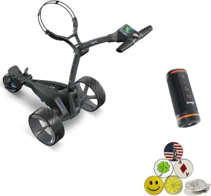 Motocaddy New M5 GPS DHC Electric Caddy Cart Bundle with Holders for Umbrella/Scorecard/Drink, Device Cradle, Bushnell Wingman, 5 Ball Markers, & 1 Magnetic Hat Clip