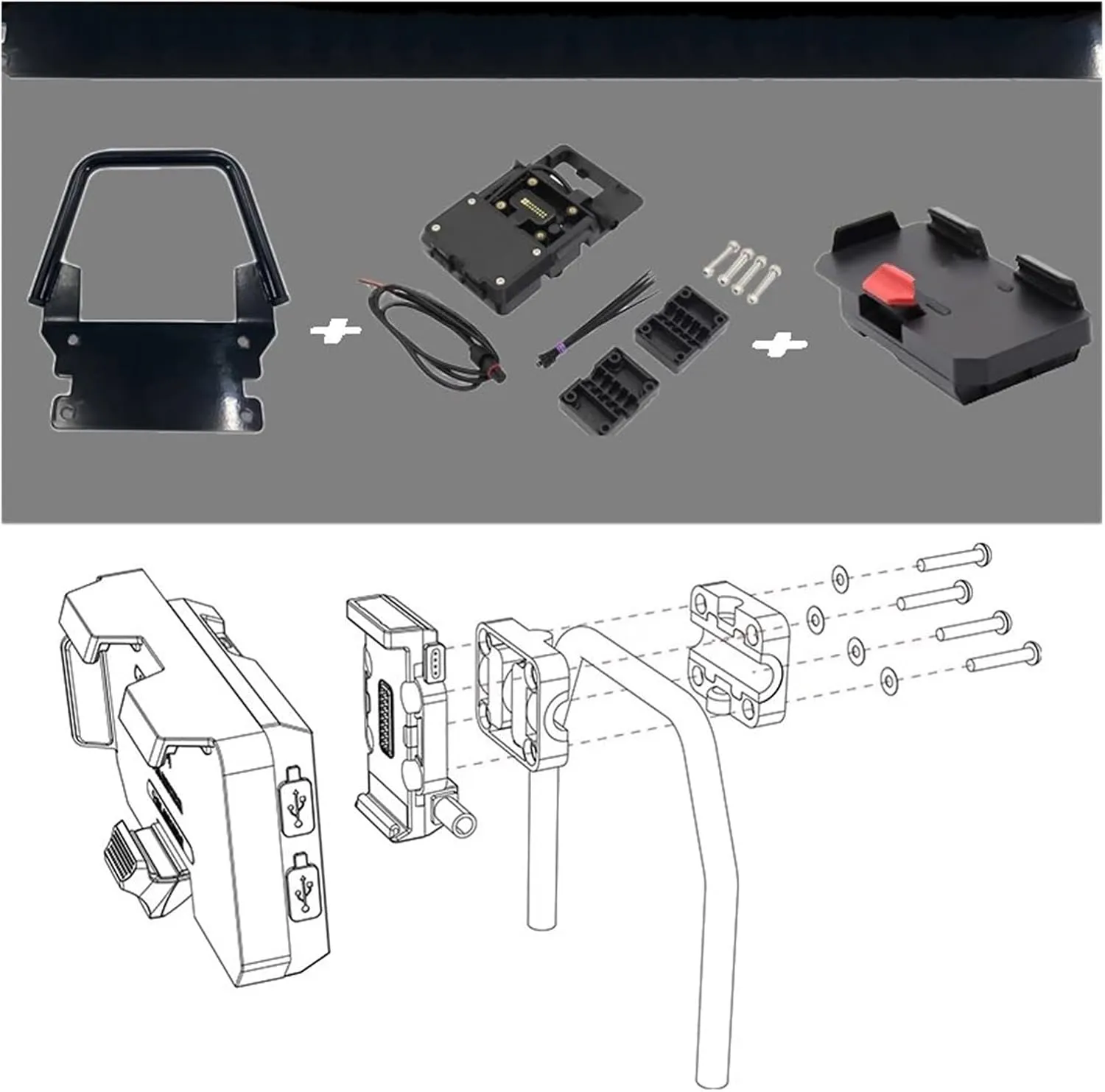 Motorcycle Phone Navigation Bracket for F750GS for F850GS for F750 Gs for F850 Gs Phone Holder USB General Stand Holder Phone Mobile Phone GPS Plate Bracket(B)