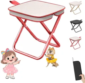 Mountaineering and Hiking Portable Stool (10.2 * 10.2 * 9.1 in),Outdoor Folding Camping Stool,Portable Camping Stool,Upgraded Foldable Design,Hold up to 330 Lbs,for Outdoor Travel,Beach (Red)
