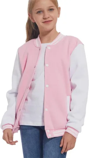 Mowbeat Kids Baseball Jacket Girls Bomber Jackets Boys Varsity Coats Top for Girl Sports Track Outerwear