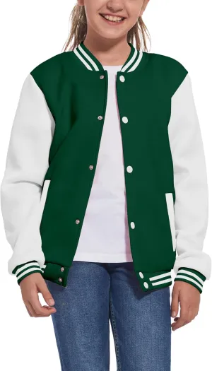 Mowbeat Kids Baseball Jacket Girls Bomber Jackets Boys Varsity Coats Top for Girl Sports Track Outerwear