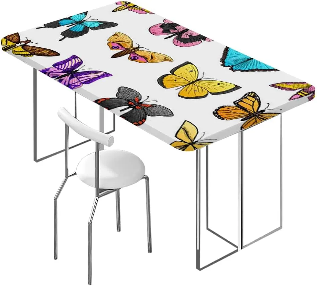Multicolor Elastic Tablecloth Colorful Flying Composition Girls Design Polyester Fitted Waterproof Outdoor Tablecloth Modern Fits up 5 Foot Tables