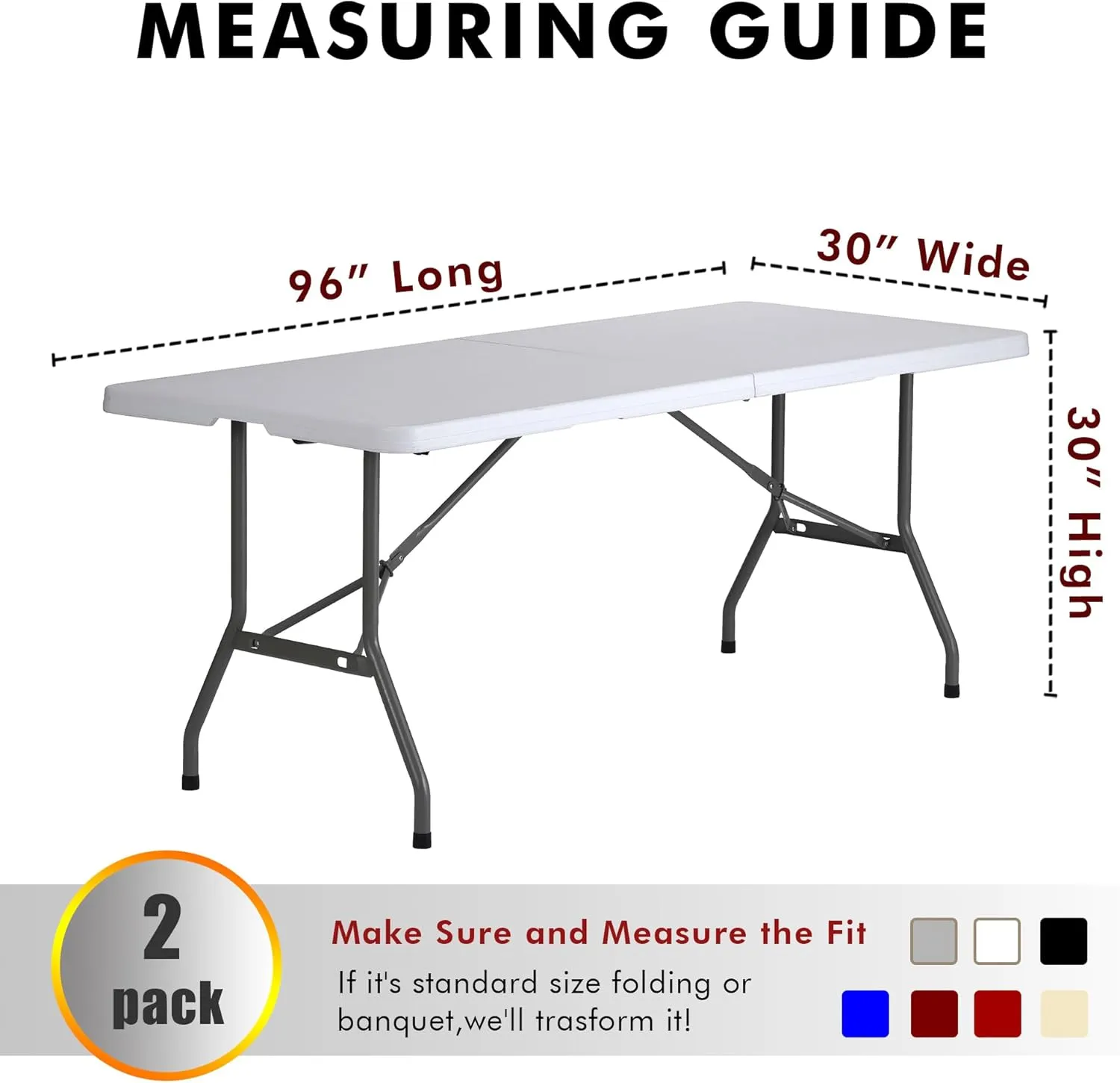 Nasitos 2 Pack Beige Tablecloths Fitted for 8 Foot Tables-Open Back Folding Table Cover Washable and Wrinkle Resistant Table Cloth Rectangle, Trade Show, Parties, Wedding, Banquet, Buffet, Craft Fair