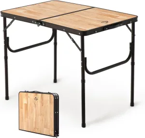 Naturehike Folding Camping Table, Portable Tables with Adjustable Legs, 35.4×23.6×14.6 Inch Foldable Camp Pinic Tables with Carry Bag for Outdoor Camping, BBQ, Travel - Large Wooden