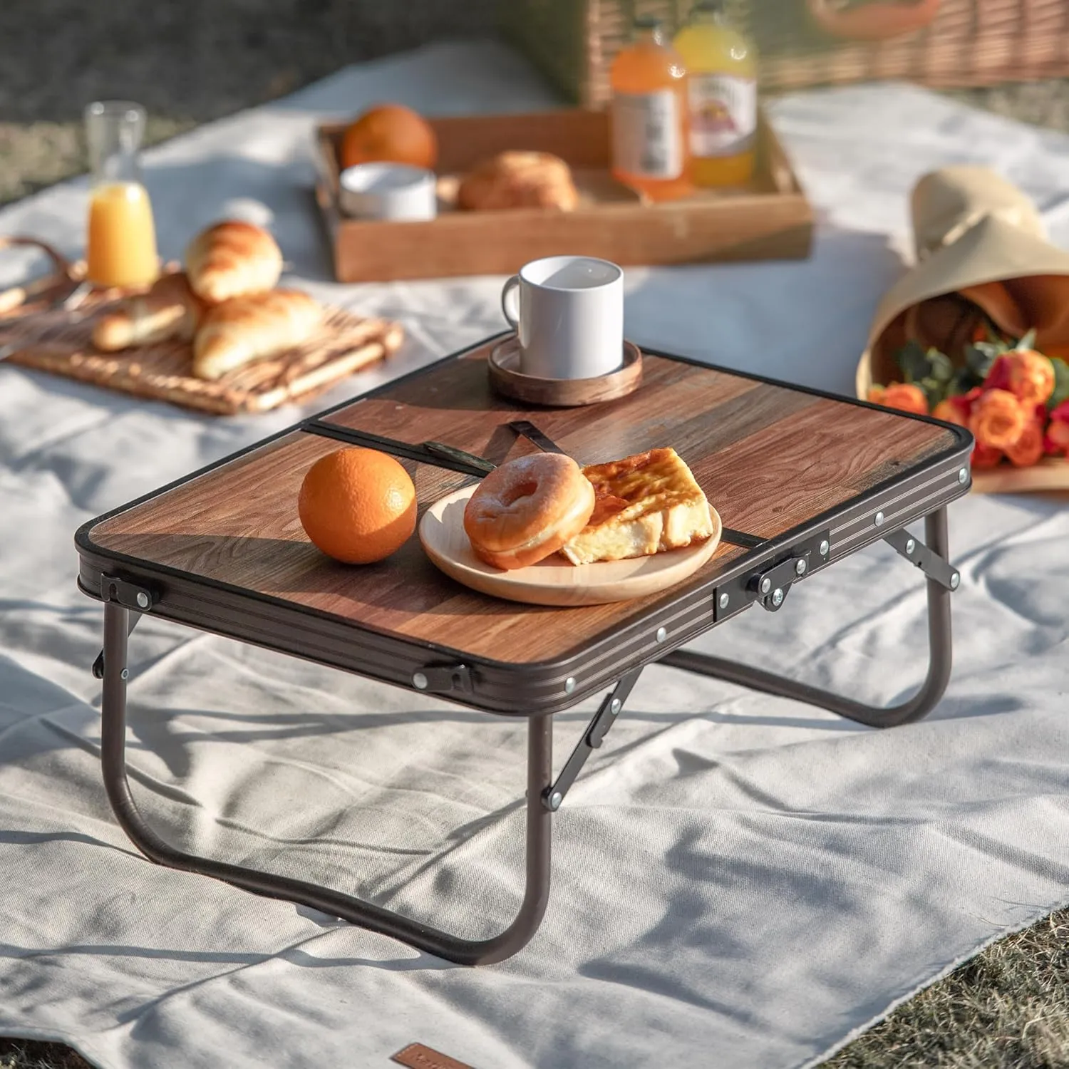Naturehike Folding Camping Table, Portable Tables with Adjustable Legs, 35.4×23.6×14.6 Inch Foldable Camp Pinic Tables with Carry Bag for Outdoor Camping, BBQ, Travel - Large Wooden