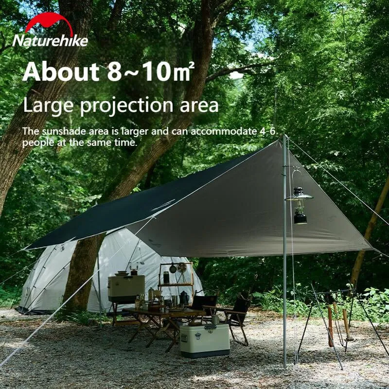 Naturehike GIRDER Series Sun Shelter Awning Canopy Tarp Tent in Classic Silver Coated & Double Sided Black Vinyl Glue   Silver Coating UV Sun Shade Tarp
