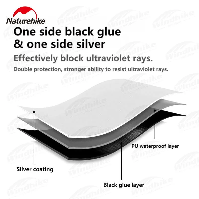 Naturehike GIRDER Series Sun Shelter Awning Canopy Tarp Tent in Classic Silver Coated & Double Sided Black Vinyl Glue   Silver Coating UV Sun Shade Tarp