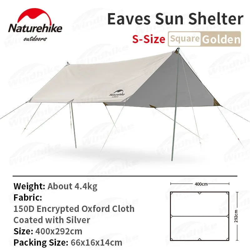 Naturehike GIRDER Series Sun Shelter Awning Canopy Tarp Tent in Classic Silver Coated & Double Sided Black Vinyl Glue   Silver Coating UV Sun Shade Tarp