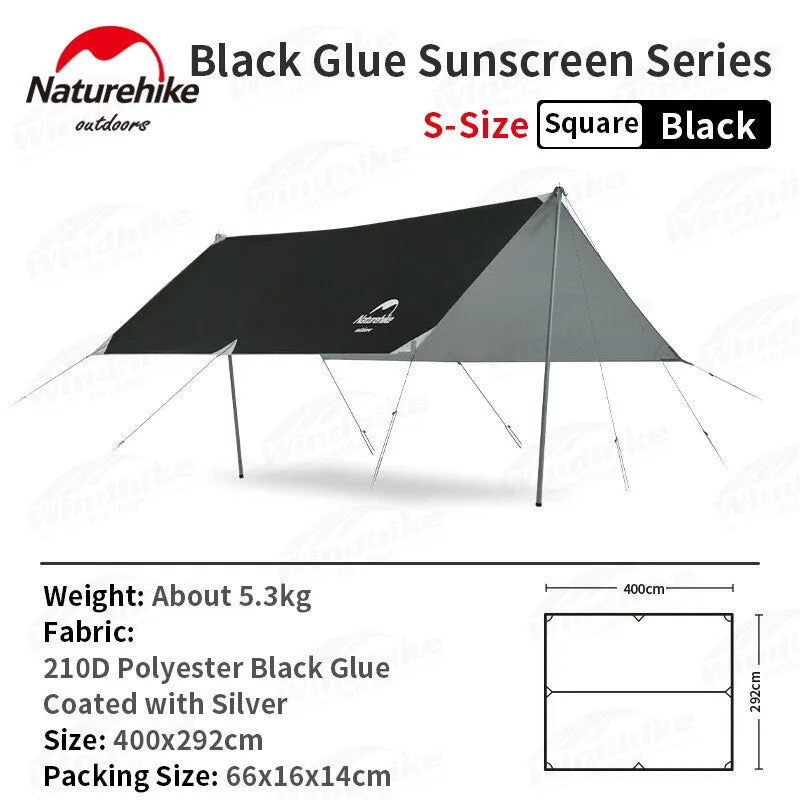 Naturehike GIRDER Series Sun Shelter Awning Canopy Tarp Tent in Classic Silver Coated & Double Sided Black Vinyl Glue   Silver Coating UV Sun Shade Tarp