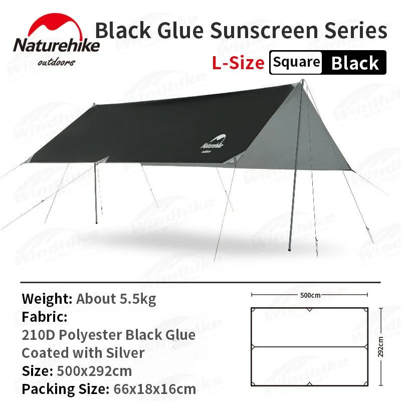 Naturehike GIRDER Series Sun Shelter Awning Canopy Tarp Tent in Classic Silver Coated & Double Sided Black Vinyl Glue   Silver Coating UV Sun Shade Tarp