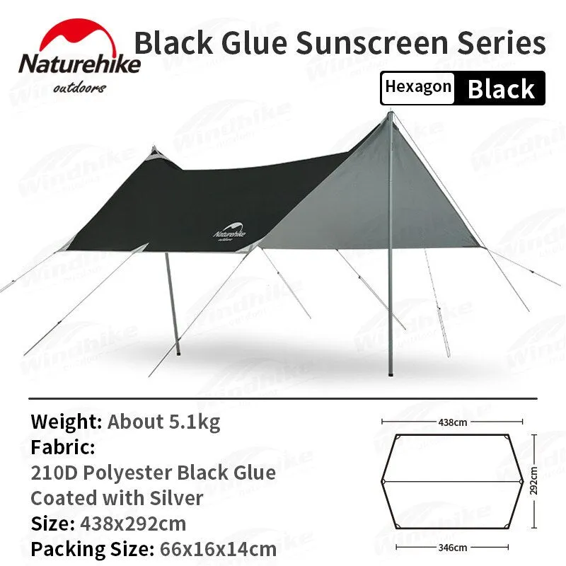 Naturehike GIRDER Series Sun Shelter Awning Canopy Tarp Tent in Classic Silver Coated & Double Sided Black Vinyl Glue   Silver Coating UV Sun Shade Tarp