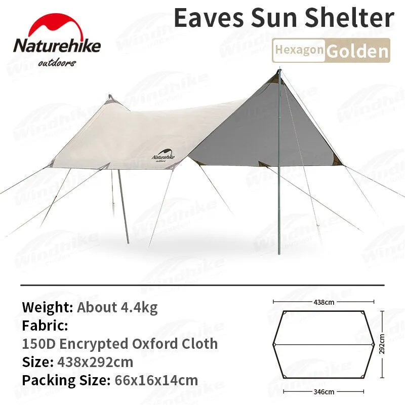 Naturehike GIRDER Series Sun Shelter Awning Canopy Tarp Tent in Classic Silver Coated & Double Sided Black Vinyl Glue   Silver Coating UV Sun Shade Tarp