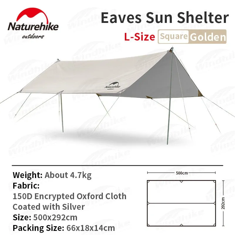 Naturehike GIRDER Series Sun Shelter Awning Canopy Tarp Tent in Classic Silver Coated & Double Sided Black Vinyl Glue   Silver Coating UV Sun Shade Tarp