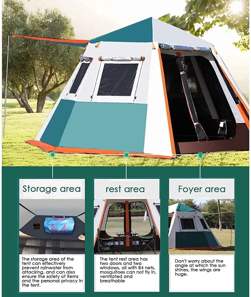 NIEH Pop Up Tent for 3 to 4 Person, Camping Outdoor Tent, Family Camping Tent with 360° Panoramic View, Ventilation, Waterproof Dome Tent for, Camping, Beach, and Outdoor