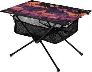 Night Sky Butterflies Portable Folding Camping Table, Compact Lightweight Beach Table with Carrying Bag for Outdoor Picnics, BBQs, Camp