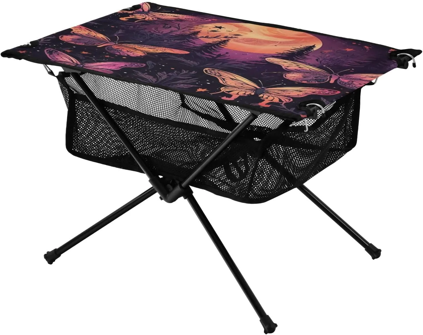 Night Sky Butterflies Portable Folding Camping Table, Compact Lightweight Beach Table with Carrying Bag for Outdoor Picnics, BBQs, Camp