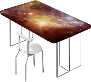 OOzie Coral Multicolor Elastic Fitted Picnic Table Cover Galaxy Design Picnic Table Tablecloth Covers Set for Picnics Indoor and Outdoor Dining Fantasy Art Fits up 4 Foot Tables