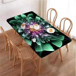 OOzie Multicolor Fitted Tablecloth Cover, Petals Arranged in Vortex Abstract Swirling Waterproof Spill-Easy to Wipe, Great for Picnic Party Outdoor Patio Color Fits up 5 Foot Tables