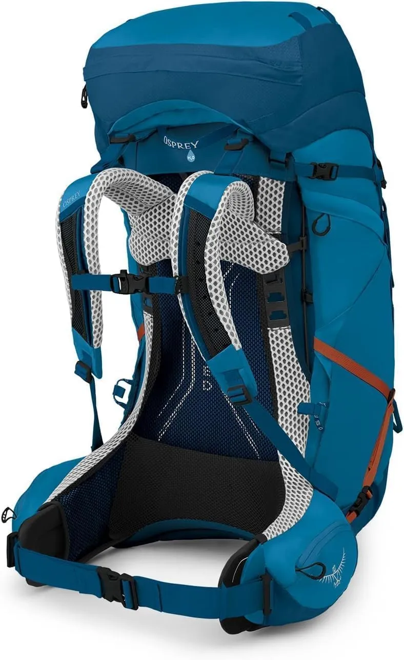 Osprey Atmos AG LT 65L Men's Backpacking Backpack, Night Shift/Scoria Blue, L/XL